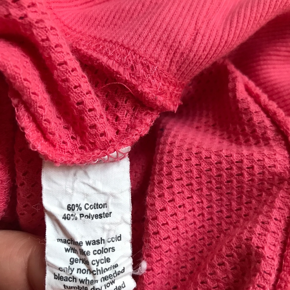 Exertek Pink peach 3/4 sleeve mesh V-neck top petite XL - Picture 5 of 6